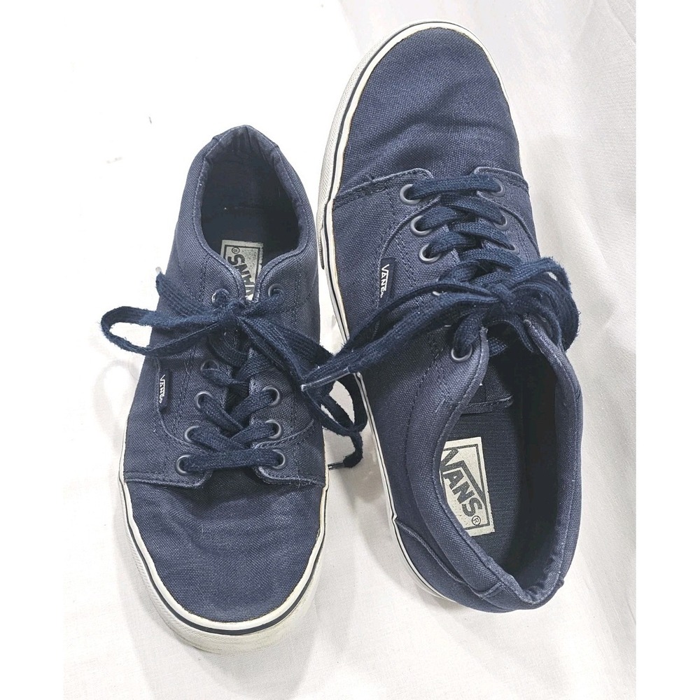 VANS Men's Iconic Skate Shoes US 7.5 Blue Sneakers With Blue Laces White Sole - Picture 2 of 7